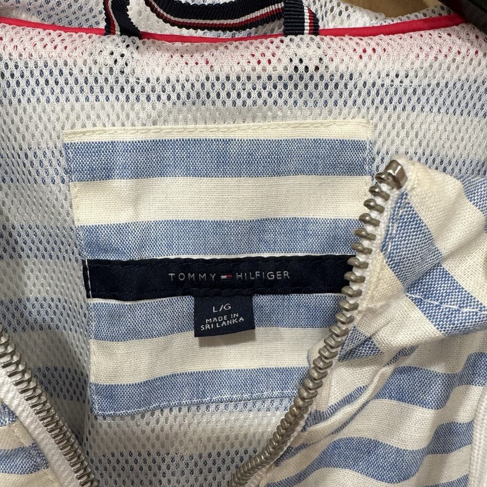 Tommy Hilfiger Light Blue and White Striped Hooded Utility Jacket - Picture 3 of 13